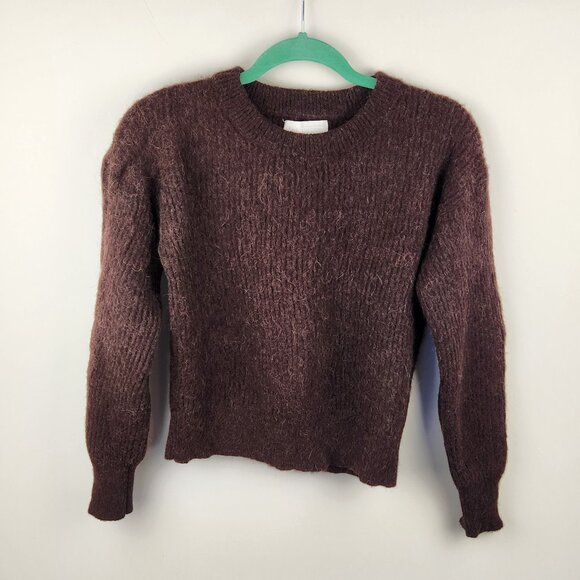Banana Republic Heritage Alpaca Wool Blend Fuzzy Ribbed Knit Sweater Brown sz S - Picture 1 of 9